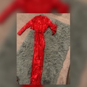 Red two piece pants set ….  I wore this once to a Christmas party  .